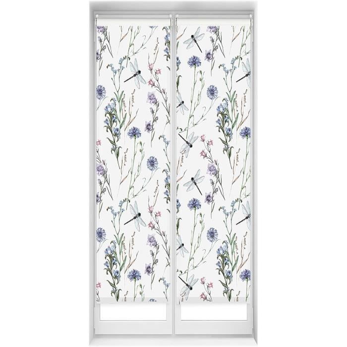 Lot de 2 stores enrouleurs 100% occultants 70 x 120-170 cm blancs