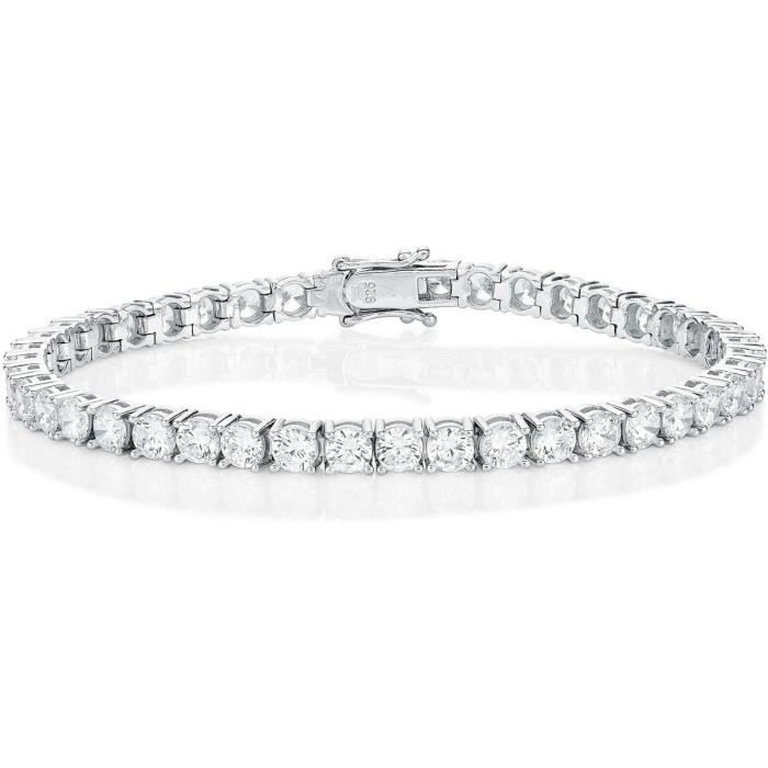 Bracelet Tennis Femme Argent 925 – Oxyde De Zirconium, Largeur 3 Mm, Poids 13 G, Neuf Avec étiquettes, élégant Et Fin