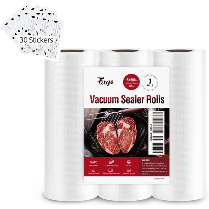 Rotoli Sottovuoto Fitge - 3 Rotoli 15x600 Cm, Spessore 170µm, Senza BPA, Per Alimenti - Foto 10