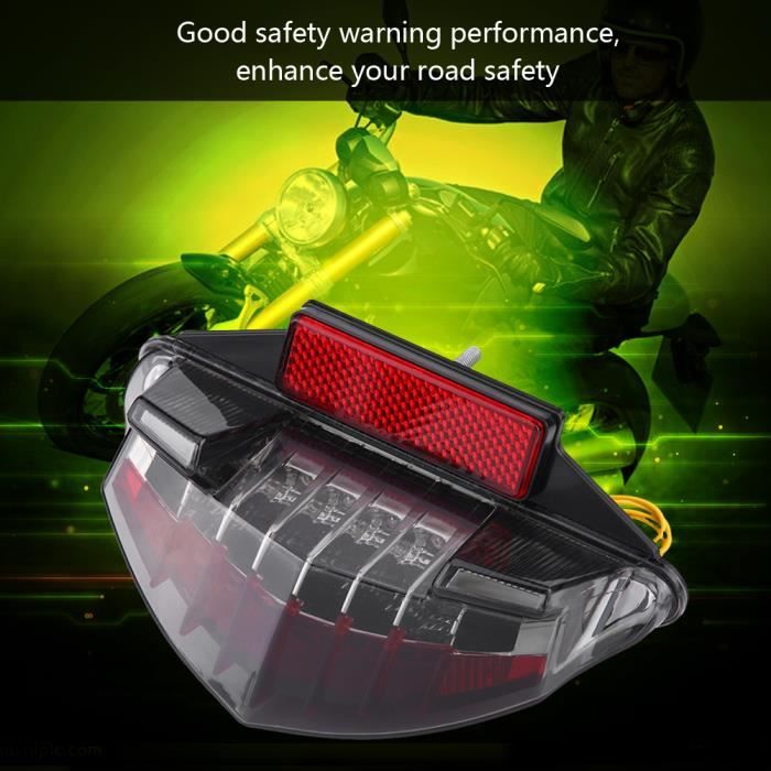 Feu Arrière LED Moto Aramox Pour Z800 2013-2014 - Stop Clignotant Multifonction Noir