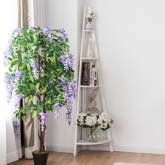 Étagère D'angle 5 Niveaux Avec éclairage LED - Idéale Pour Salon, Bureau Ou Chambre !
