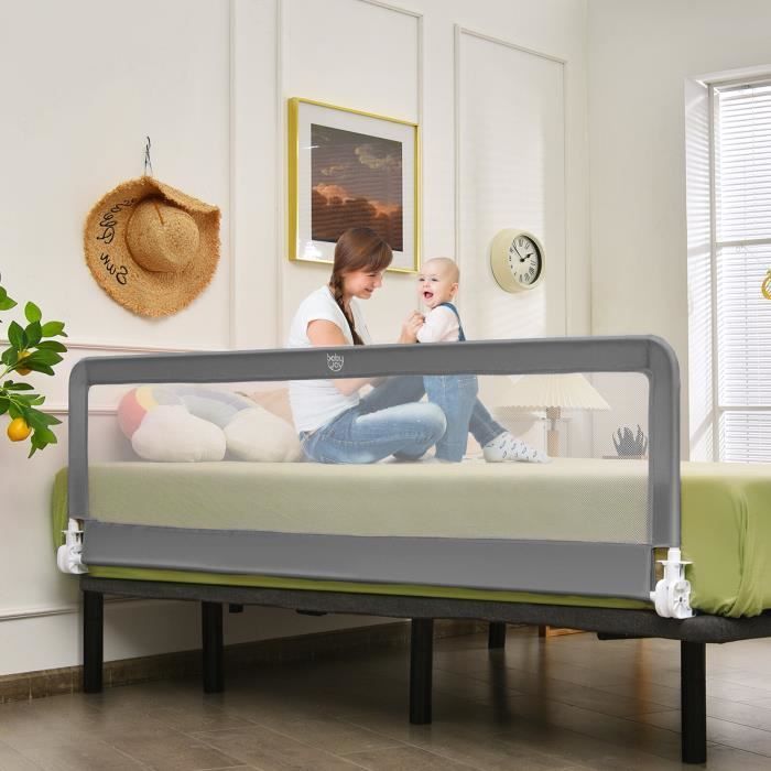 Costway barrière de lit pliable et portable avec cadre en métal (blanc, 120  x 40 x 42 cm) pour lit d'enfant et lit d'adulte - Conforama