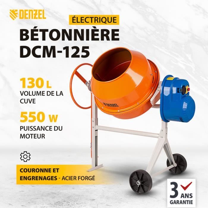 Bétonnière DENZEL - 125 L - 550 W - Orange
