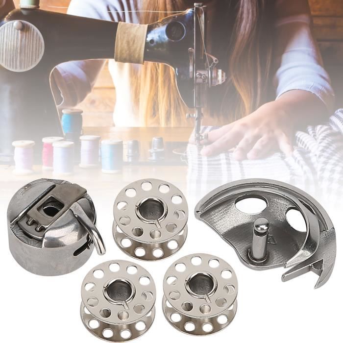 5 Pièces étui de Canette de Machine à Coudre en Acier Inoxydable, Accessoires de Machine à Coudre étui de Canette de Machine pour Machine à Coudre de Voiture Plate Industrielle