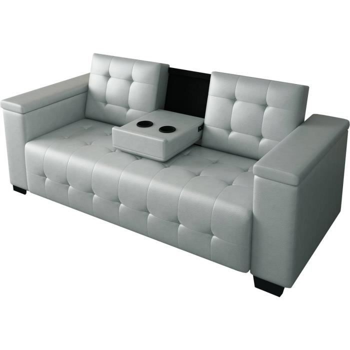 canape convertible renarde 3 places gris rangements achat vente canape sofa divan cdiscount