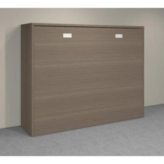 Armoire Lit Transversale Agata Marron Couchage 140 18 190cm