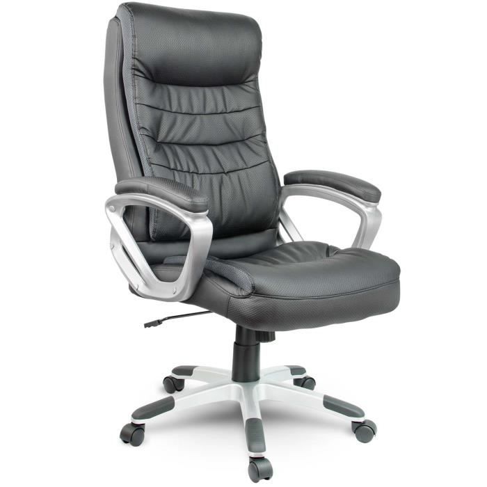 Fauteuil de bureau en cuir - JANSPORT - Pivotant - Sofotel EG-226 - Noir - Ergonomique - Accoudoirs confortables