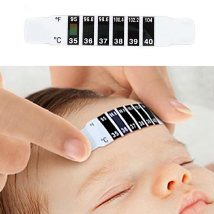 20 Bandes Thermomètres Frontales Réutilisables - Pratique Pour Bébé Et Adulte