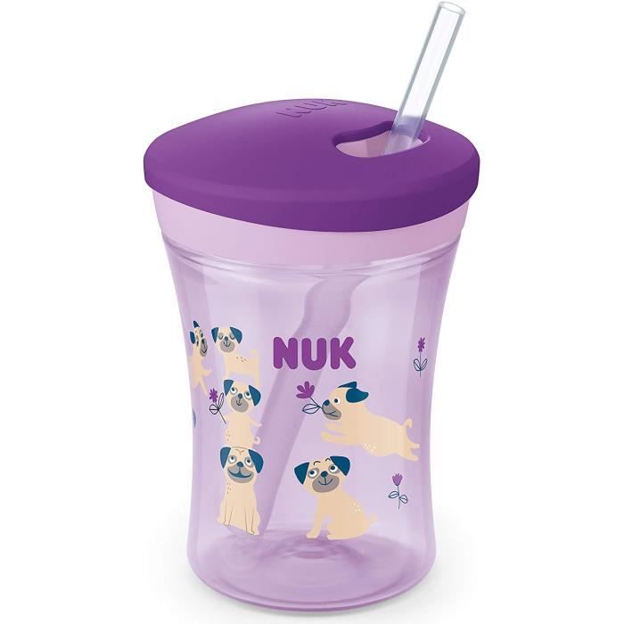 NUK Action Cup tasse avec paille silicone + 12 mois