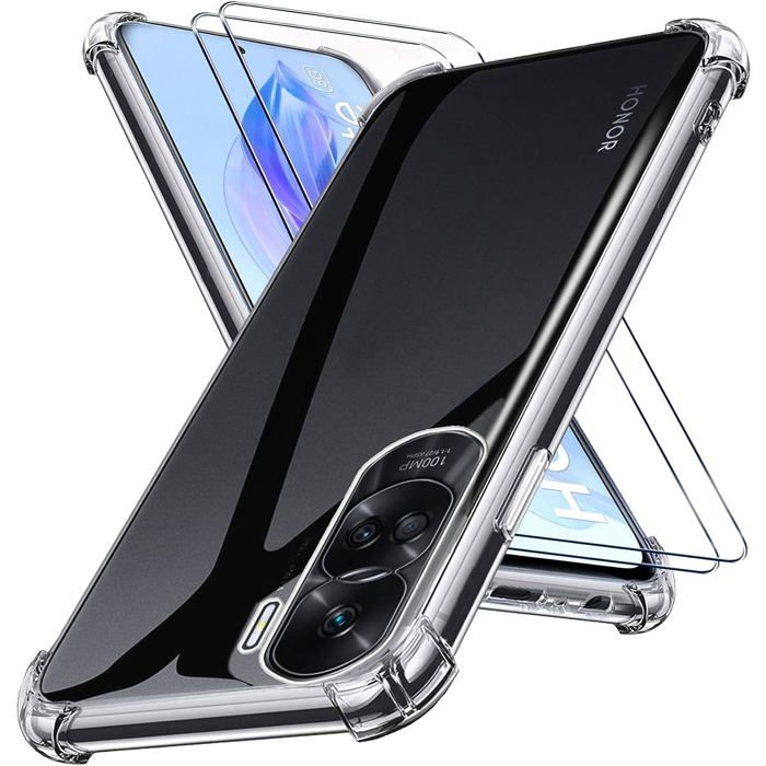 Kit Coque Silicone Transparente + Verre Trempé Pour Honor 90 Lite - Protection Complète