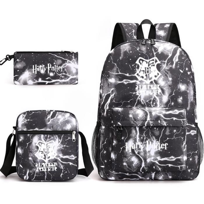 3 pièces Sac a dos ecole Cartable college Cartable scolaire enfant fille garconXD142 Gris2