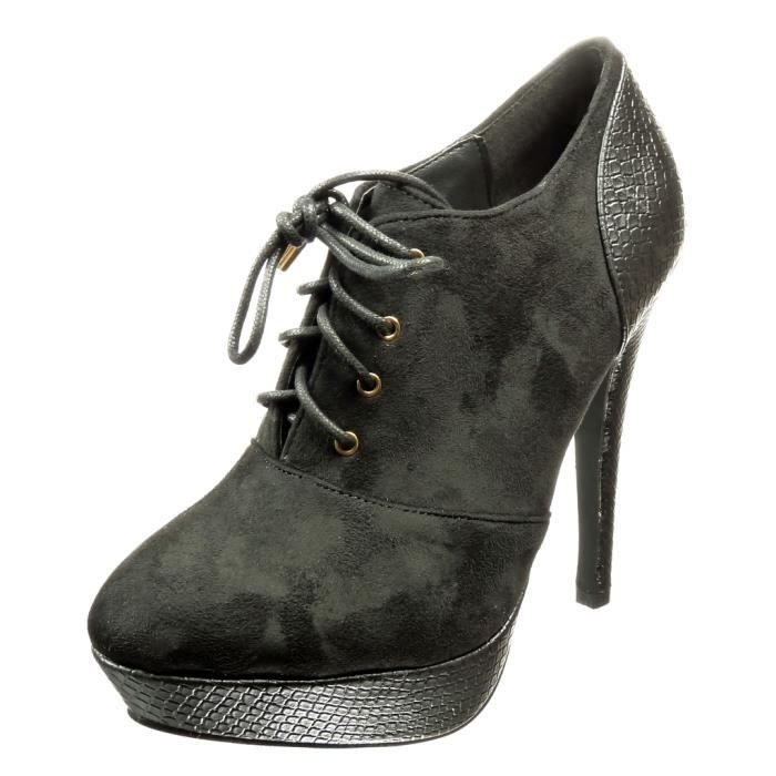 Bottine low femme plateforme peau Angkorly stiletto boots IDH92E