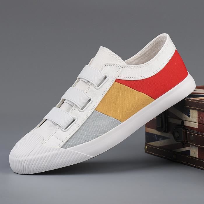 Sneakers Homme Scratch Tricolore Casual Aere Basse Mode Beige Blanc INSFITY Polyester Scratch Homme