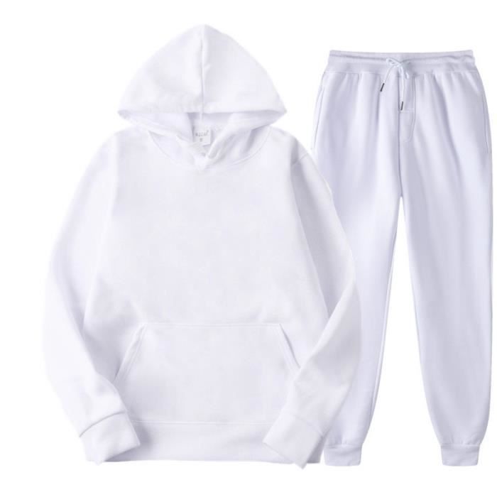 Survetement Homme Ensemble Jogging Sweat Shirt a Capuche et Pantalon de Sport 2 Pieces Survetement Homme Ensemble Decontracte Causal 03 blanc Cdiscount Pret a Porter