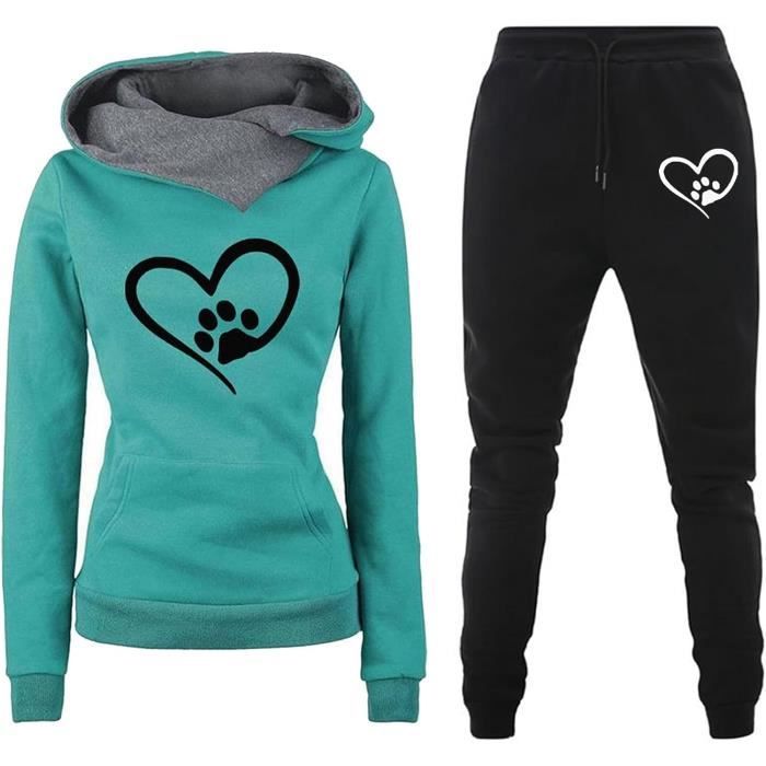 Survetement Jogging Femme Ensemble Sport Pantalon Et Sweat Capuche  Survetement Femme Grande Taille Ensemble Chic Et Elegant Ver