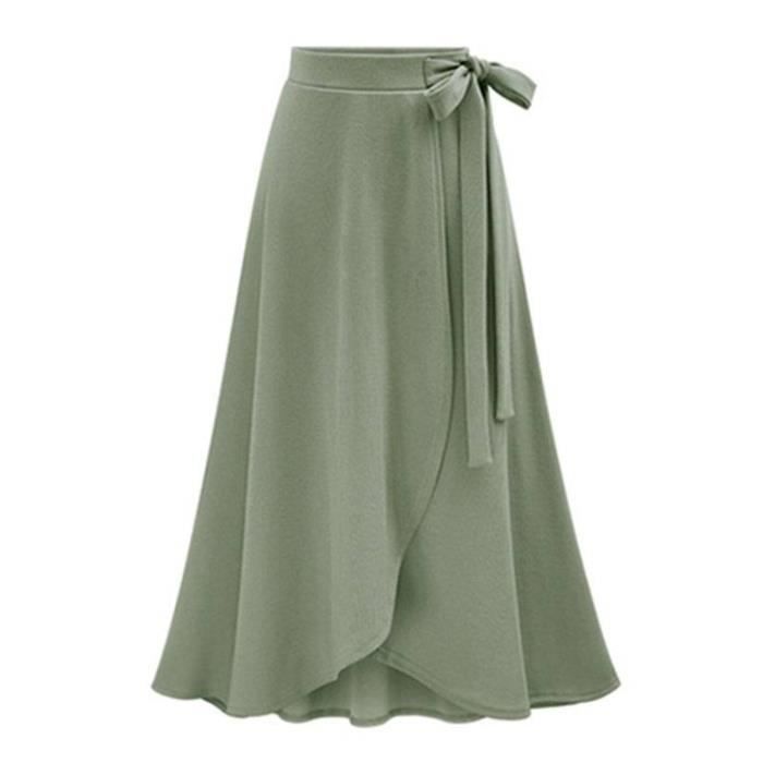 Jupe Femme En Tricot Mi Longue Grande Taille Taille Haute Lacet Couleur Unie Elasticite Bord Irregulier Fente Plisse Vert Achat Vente Jupe Soldes Sur Cdiscount Des Le 20 Janvier Cdiscount