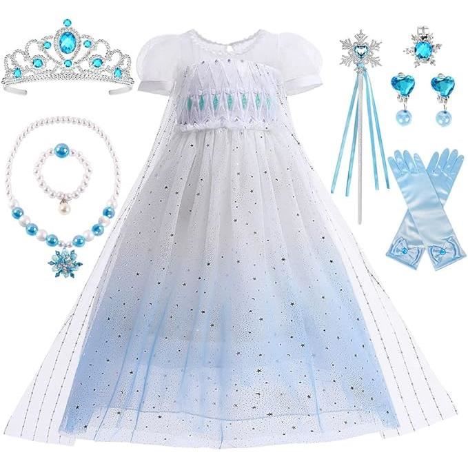Robe de princesse pour filles, costume Elsa, robe pour enfants filles avec  couronnes, pour Noël, Halloween, cosplay,taille 120 Blanc - Cdiscount  Prêt-à-Porter