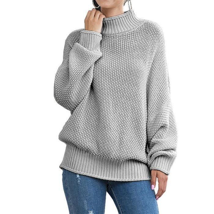 Laine Pull Femme Col Chale Pull Femme Col Roulé Tricoté Automne