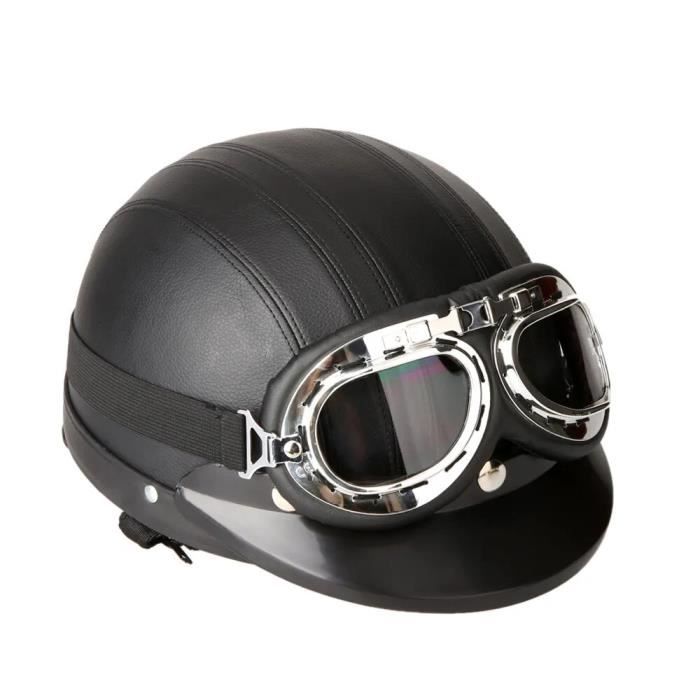 Casque Moto Demi-visière Style Baseball - Norme DOT/ECE - Avec Lunettes Intégrées - Pour Cruiser, Scooter, Chopper - 8