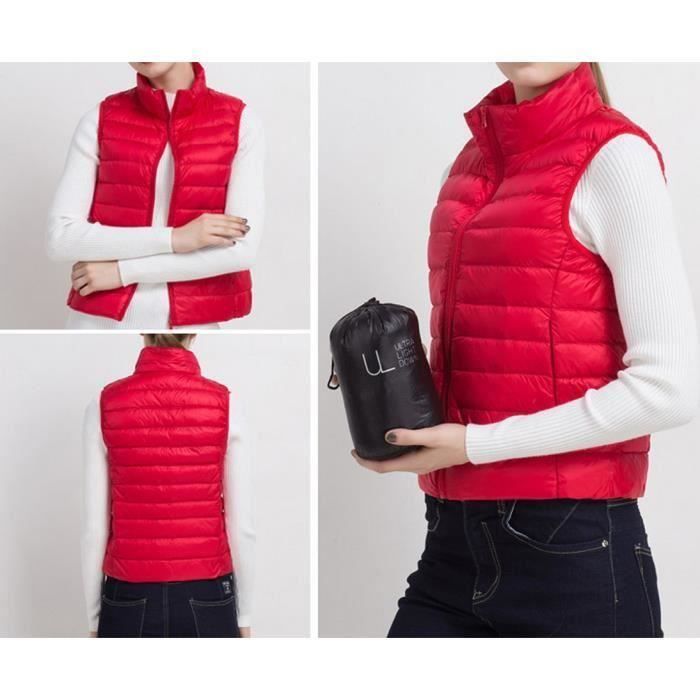 Doudoune femme sales sans manche rouge