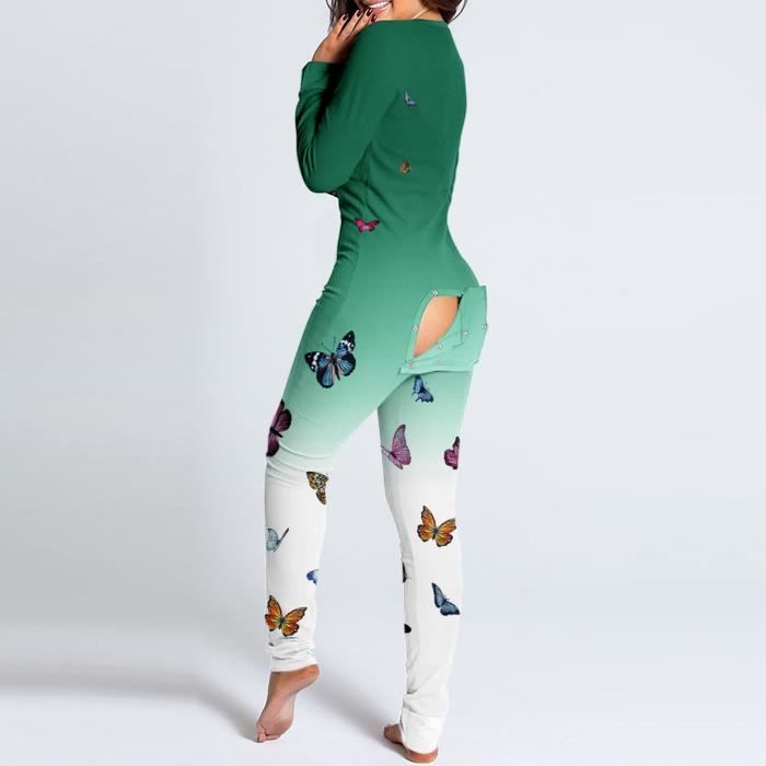 Barboteuse Dames Bouton Imprime Avant Combinaison Fonctionnelle Flip Pyjama Adulte Vert Xxl 82 Vert Cdiscount Pret a Porter