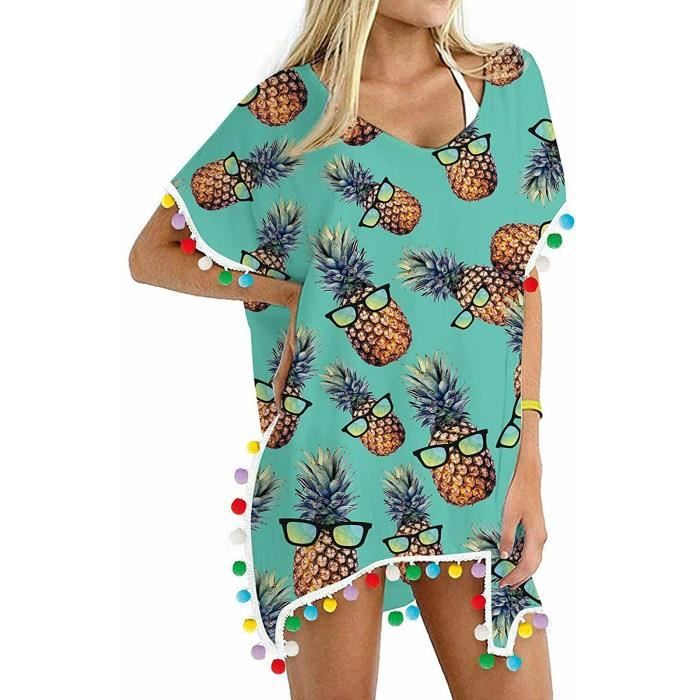 Robe De Plage Ekouaer En Mousseline De Soie – Cache Maillot Bohème Imprimé Floral, Manches 3/4, Tailles S à XXL