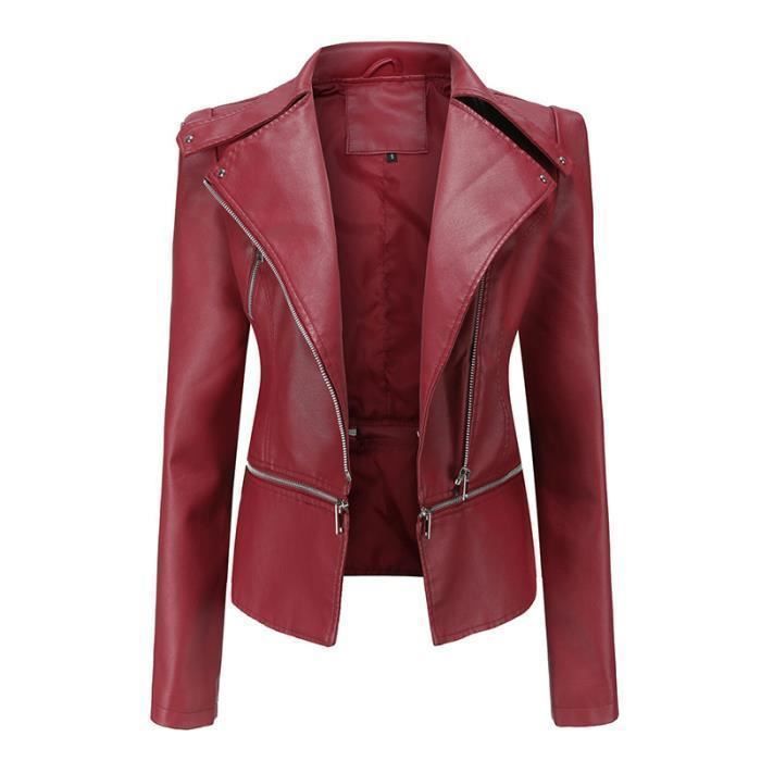 Veste simili sales cuir femme bordeaux