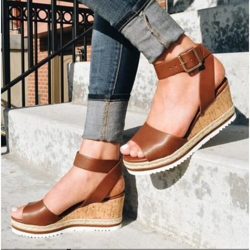 Chaussures on sale compensées marron