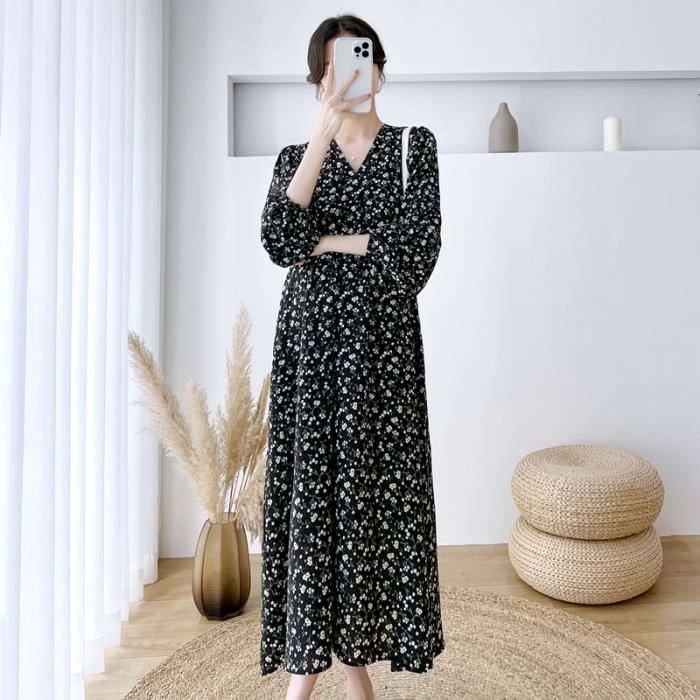 Robe De Maternité 2 Pièces - Imprimé Pois - Allaitement - Hôpital - Noir Taille M - Confortable Et Stylée