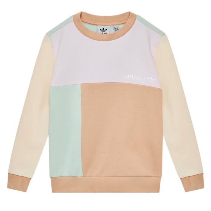 Sweat Fille Adidas Crew - Beige/Rose - Manches Longues - Broderie Adidas Beige - Cdiscount Pr??t 