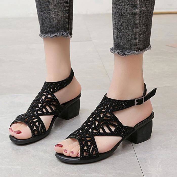 MIAOXIAO Sandales Femmes Sandales en Corde de Chanvre Stagger Sandales
