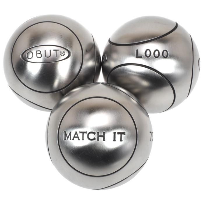 MATCH IT strie 1, 3 boules de petanque inox demi-tendre