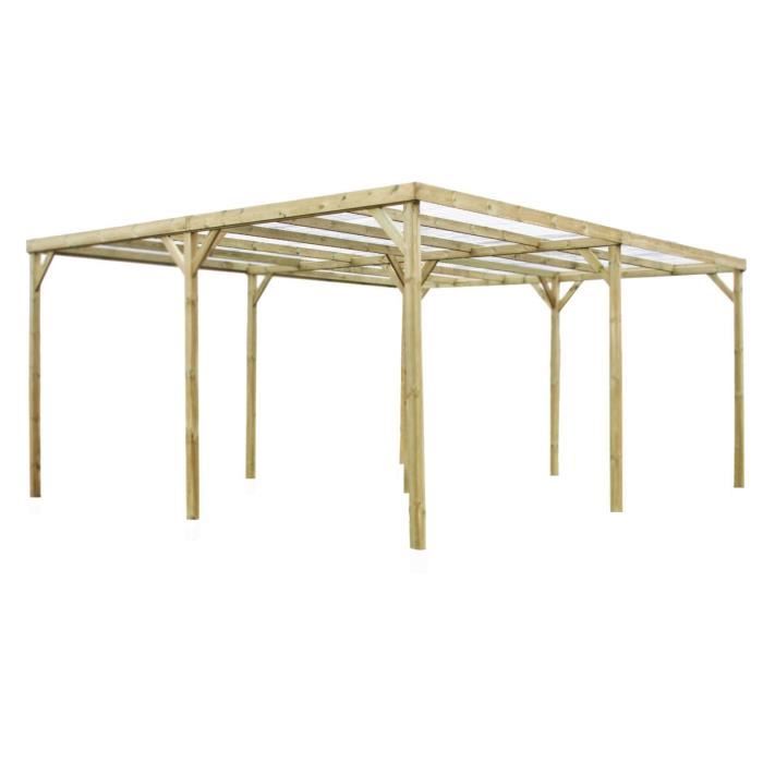 Carport Autoclave 2 Voitures 30 00m Avec Toit Plat En Tole Pvc