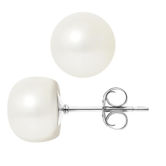 Boucles dOreilles - PERLINEA - Véritables Perles de Culture - 9-10 mm - Argent 925 - Garantie 2 ans