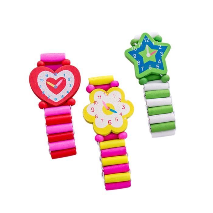 3 Pieces Montre Dessin Anime Mignon Forme Simulation Bois Artisanat En Montres Pour Garcons Cadeau Bricolage Etabli Outil Achat Vente Bricolage Etabli Cdiscount