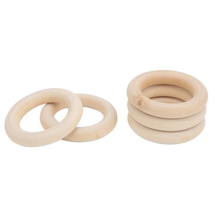 SALALIS anneau de dentition en bois pour bébé 5pcs bois couleur bébé anneau de dentition cercles inachevés 73 mm-2,87 pouces