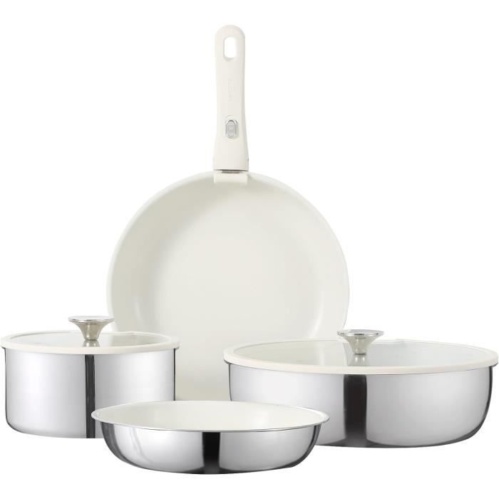 Inox Batterie De Cuisine Induction 7 Pièces, Céramique Revêtement ...