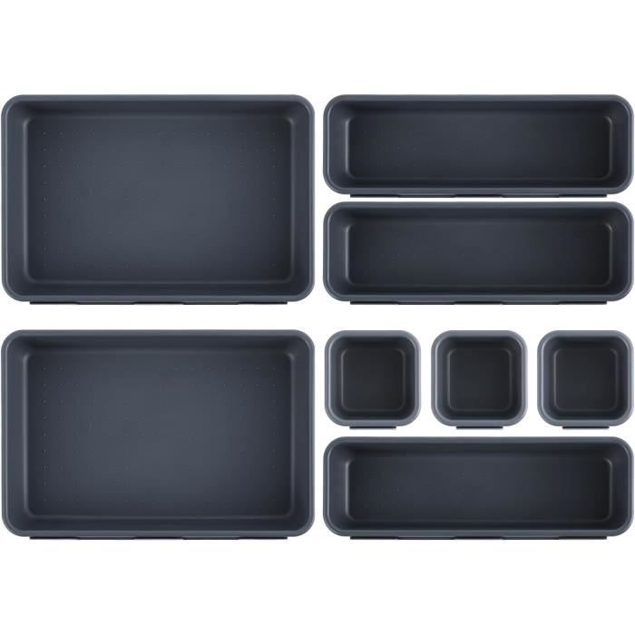 Belle Vous Kit 8 Pièces Organisateur Tiroir Bureau Vert - Rangement Maquillage Et Bureau En Plastique