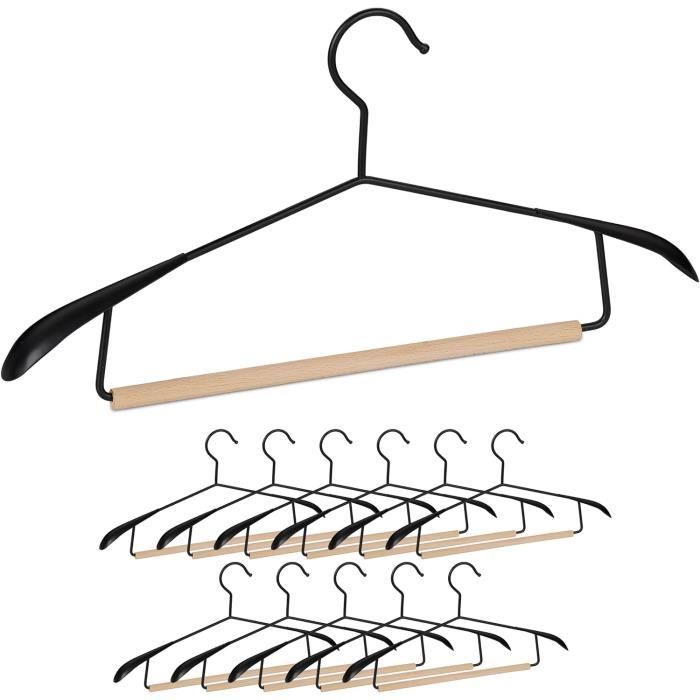 Cintre À Costume Traverse En Bois, Set De 12, Cintre Pantalon, Épaule