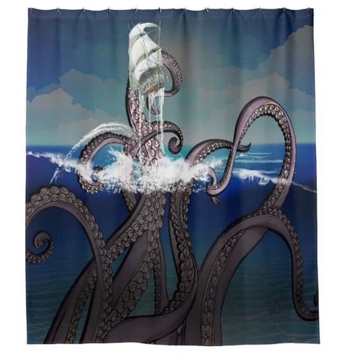 Get Wallpaper Poulpe Rideaux De Douche 180 180cm Achat Vente Rideau De For Android