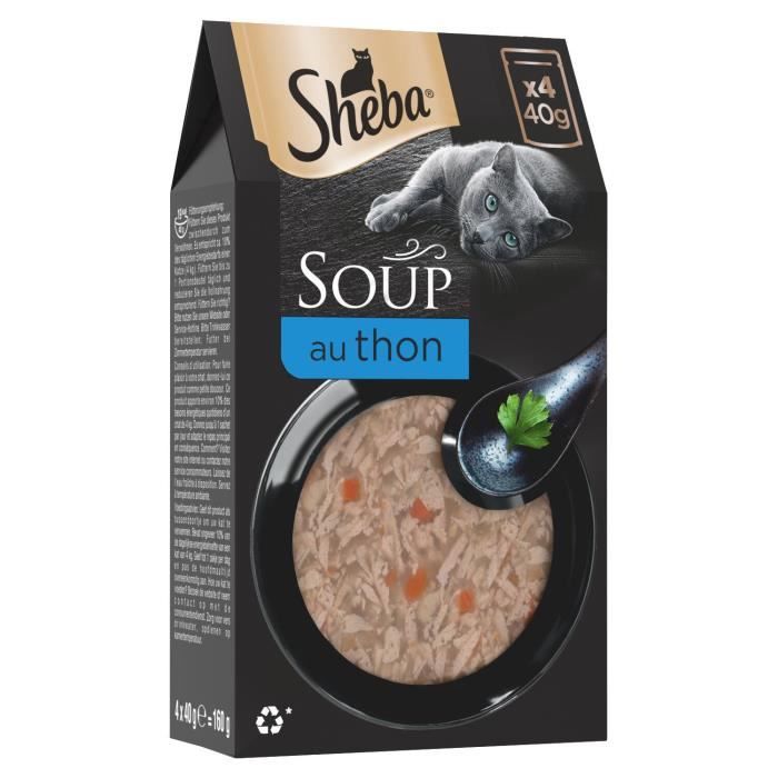 LOT DE 3 - SHEBA - Soup au Thon Soupe pour chat Adulte Pâtée pour chat - boite de 4 sachets de 40 g