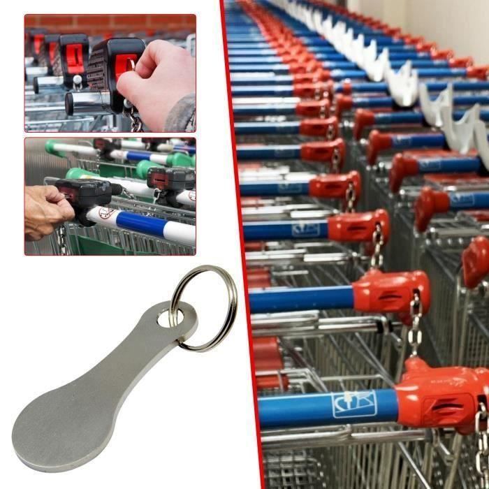 Porte-clés Mini-outil 9 Fonctions PARCEL CUT & CART - Acier Inoxydable 440, Aluminium Anodisé Rouge/noir - Débloqueur Caddie, Couteau Paquets, Décapsuleur - 12