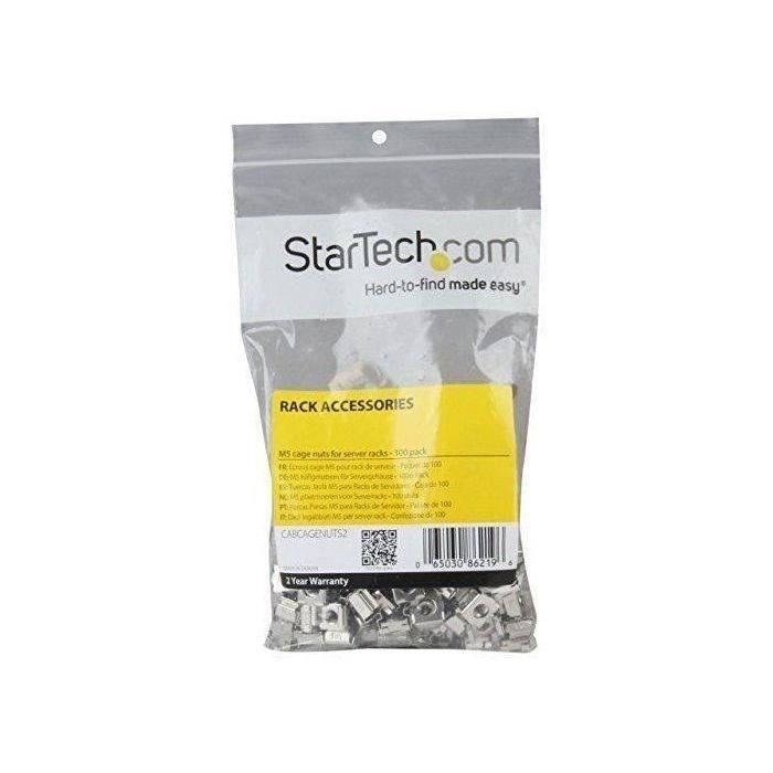 Écrous cages M5 - STARTECH - CABCAGENUTS2 - Acier inoxydable - Argenté - 100 pièces