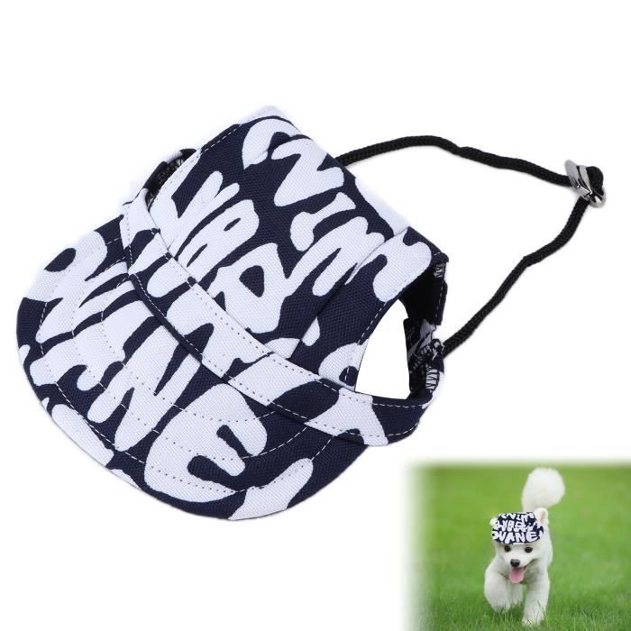 Comparer les prix de Casquette de Baseball pour chien SURENHAP - Lettres bleues - Réglable - Blanc