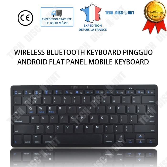 Clavier sans fil – TD® – QWERTY – Ergonomique – Étanche – Bluetooth Noir