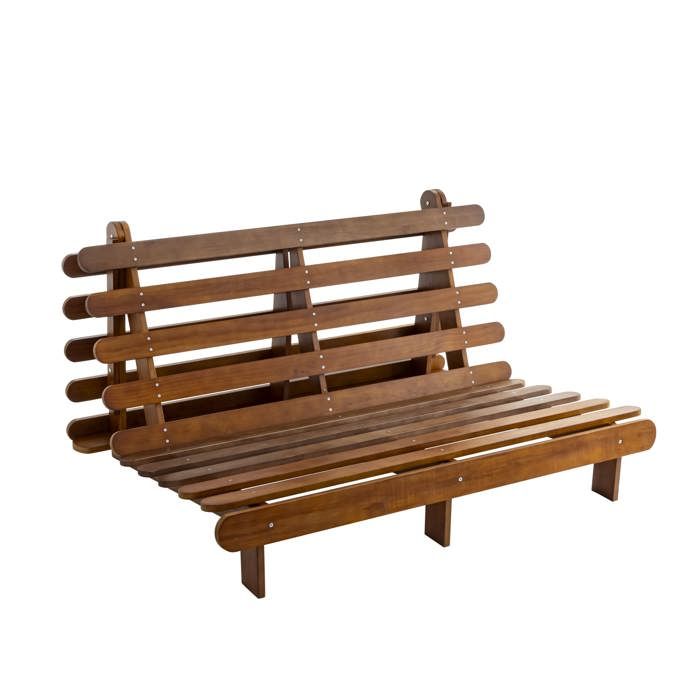 Structure futon 140x200 cm en bois massif noisette - Marron noisette - Terre de Nuit