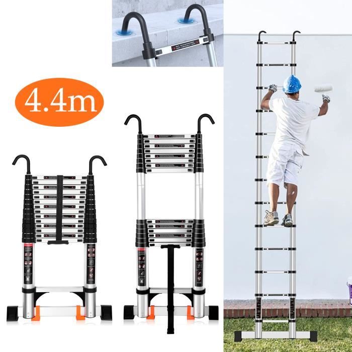 TOKIUS Échelle télescopique 4,4 m en Aluminium Bricolage Pliable avec 2 ...