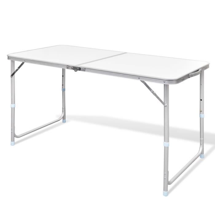 Table Pliante De Camping En Aluminium Reglable En Hauteur 120 X 60