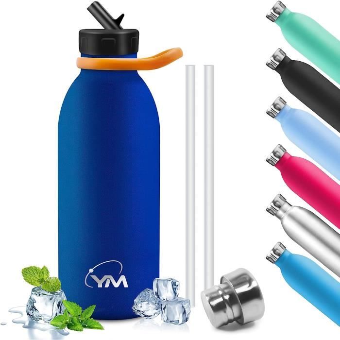 Gourde Isotherme Enfant M MU 500ml - Sans BPA, Avec Paille - Rose, Pour École Et Sport