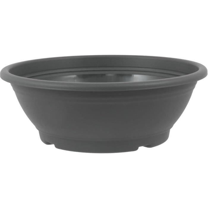 Bac à Plantes Ø60 Cm Anthracite – Jardinière Plastique UV Avec Trou De Drainage, Intérieur/Extérieur